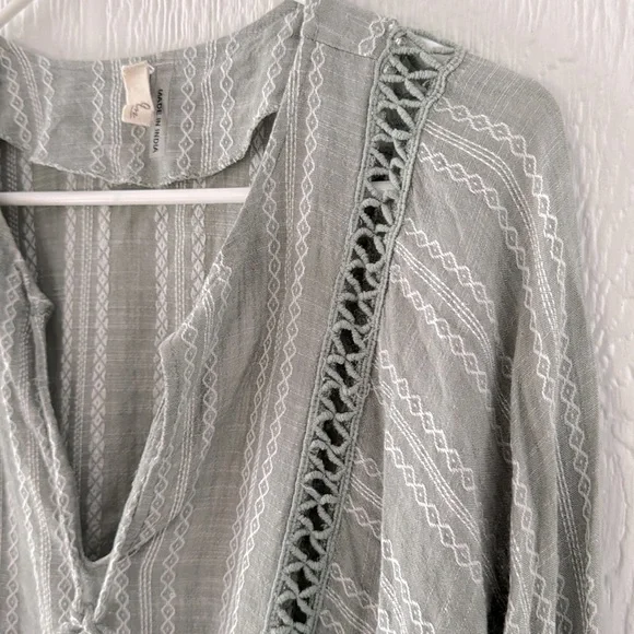 Elan Long Sleeve Crochet Top Womens Size small Boho Peasant Blouse Long Sleeve - Picture 3 of 9